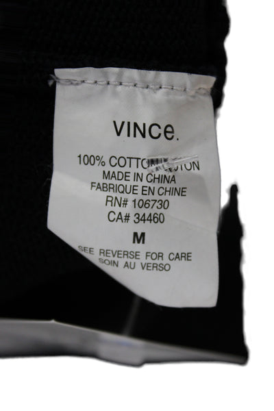 Vince Mens Pullover Sweater Black 100% Cotton Crew Neck Long Sleeve Size M