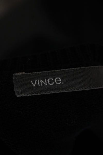 Vince Mens Pullover Sweater Black 100% Cotton Crew Neck Long Sleeve Size M