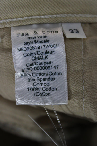 Rag & Bone Mens Chino Shorts White Cotton Button Size 33