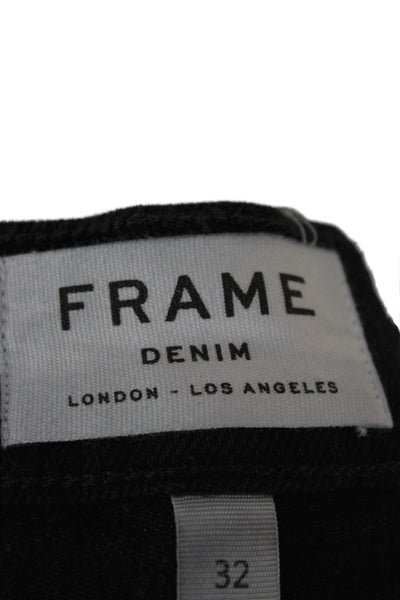 Frame Denim Mens Black Straight Jeans Designer Button Size 32