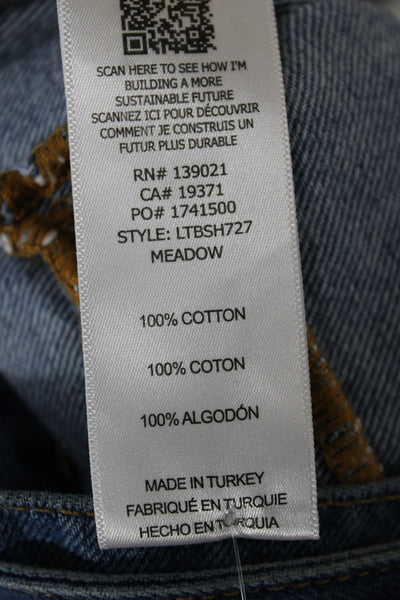 Frame Womens Mom Shorts Blue Cotton Size 27