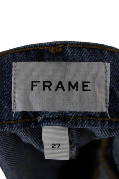 Frame Womens Mom Shorts Blue Cotton Size 27
