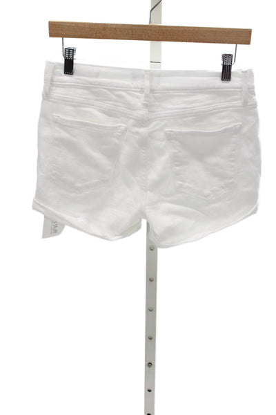 Frame Womens Cut-Off Shorts White Cotton Button Solid Size 27