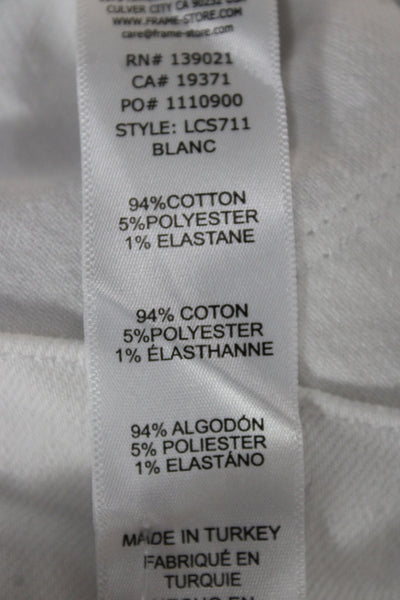 Frame Womens Cut-Off Shorts White Cotton Button Solid Size 27