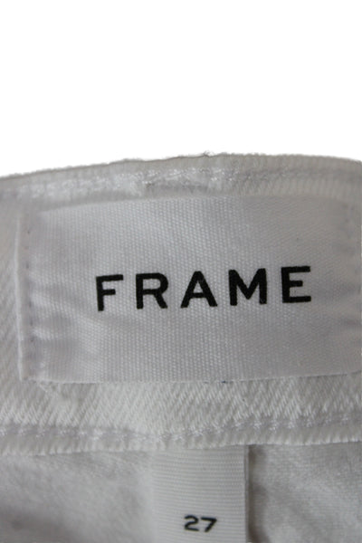Frame Womens Cut-Off Shorts White Cotton Button Solid Size 27