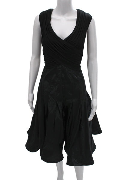 Tadashi Collection Womens Fit & Flare Dress Black V-Neck Sleeveless Size 14