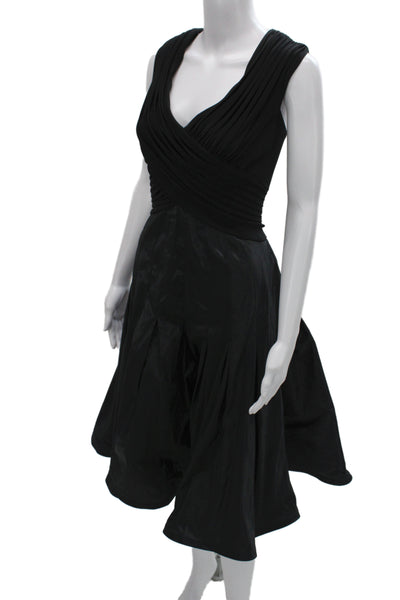Tadashi Collection Womens Fit & Flare Dress Black V-Neck Sleeveless Size 14