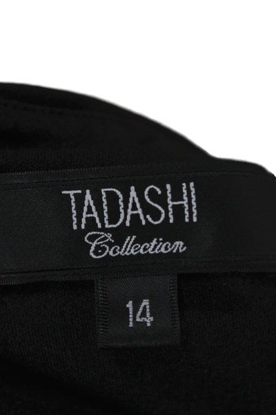 Tadashi Collection Womens Fit & Flare Dress Black V-Neck Sleeveless Size 14