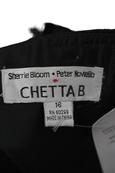 Chetta B Womens Slip Dress Black Silk Square Neck Sleeveless Knee Length Size 16