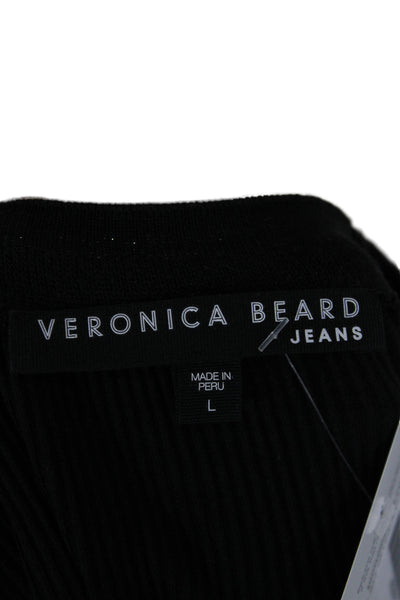 Veronica Beard Womens Black Cotton Crew Neck Short Sleeve Basic T-Shirt Size L