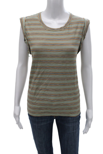 Veronica Beard Women Striped Pima Cotton Sleeveless Crewneck Tee Multi Size M