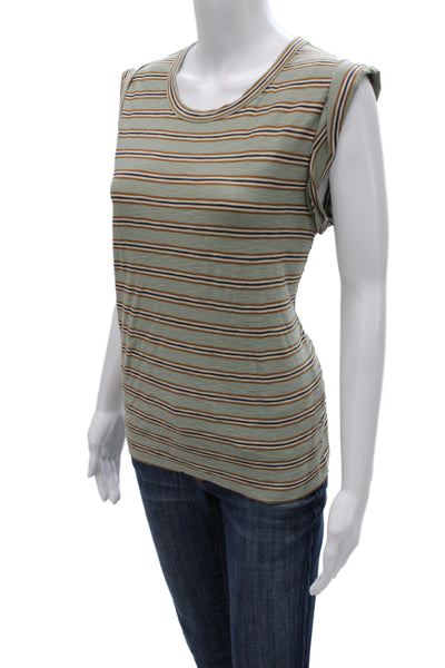 Veronica Beard Women Striped Pima Cotton Sleeveless Crewneck Tee Multi Size M
