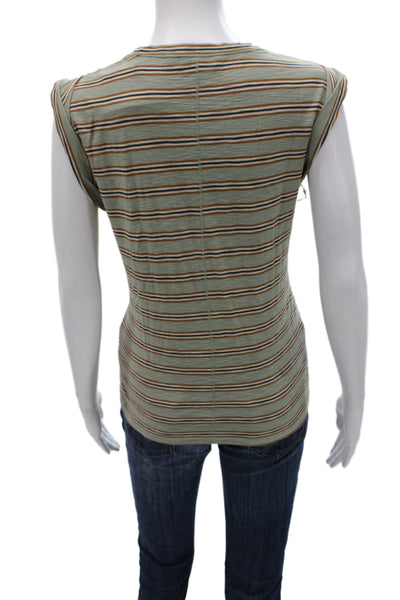 Veronica Beard Women Striped Pima Cotton Sleeveless Crewneck Tee Multi Size M