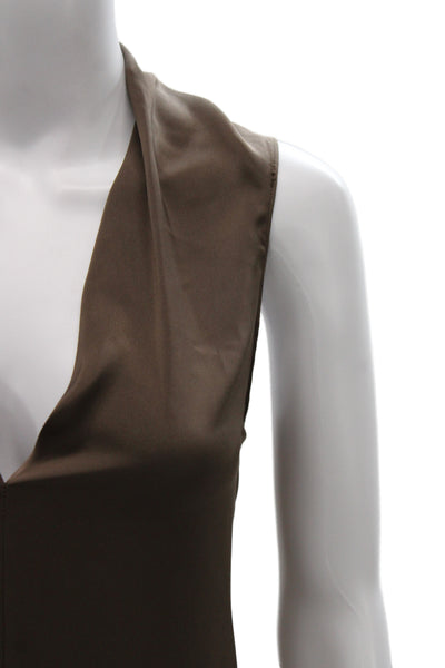 Ramy Brook Womens Basic Sleeveless V-Neck Polyester Solid Blouse Brown Size S