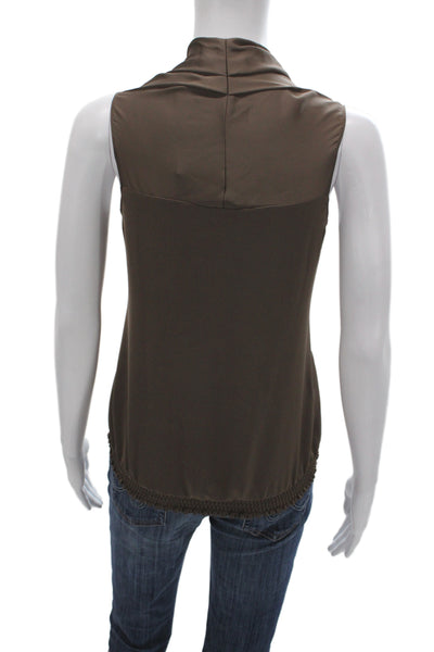 Ramy Brook Womens Basic Sleeveless V-Neck Polyester Solid Blouse Brown Size S