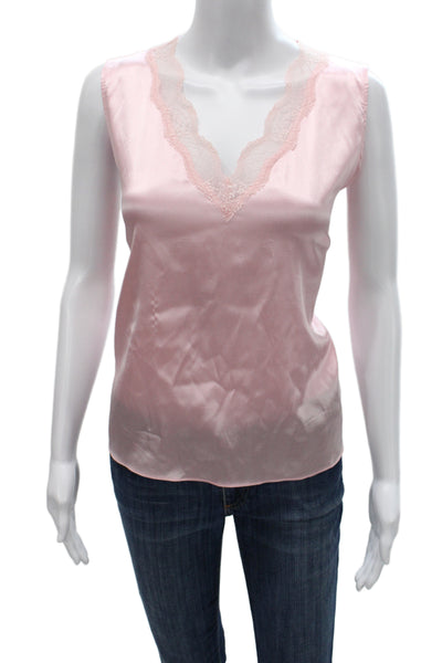 Generation Love Women Silk V-Neck Camisole Pink Sleeveless Pullover Size L