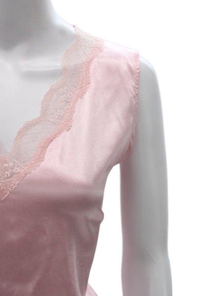 Generation Love Women Silk V-Neck Camisole Pink Sleeveless Pullover Size L