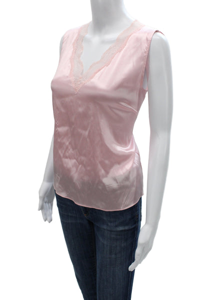 Generation Love Women Silk V-Neck Camisole Pink Sleeveless Pullover Size L