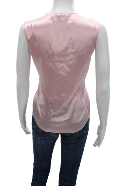Generation Love Women Silk V-Neck Camisole Pink Sleeveless Pullover Size L