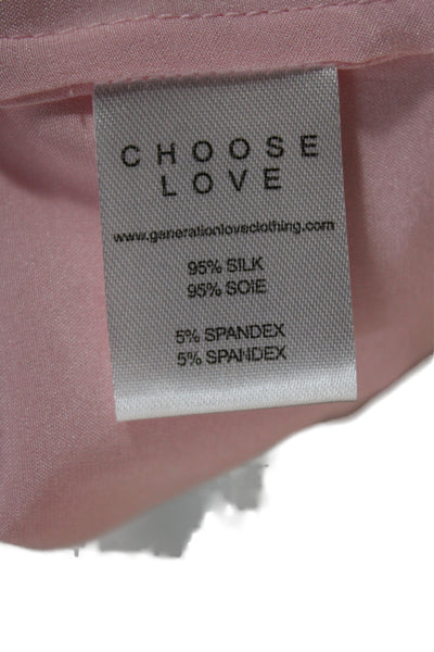 Generation Love Women Silk V-Neck Camisole Pink Sleeveless Pullover Size L