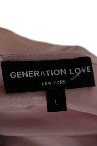 Generation Love Women Silk V-Neck Camisole Pink Sleeveless Pullover Size L