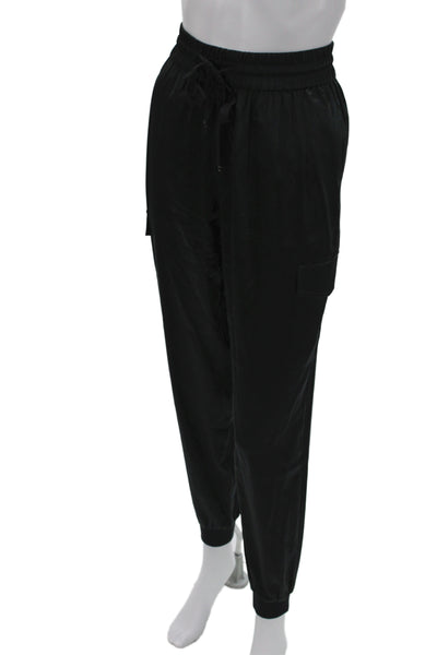 Cami NYC Womens Silk Cargo Pants Black Drawstring Size S