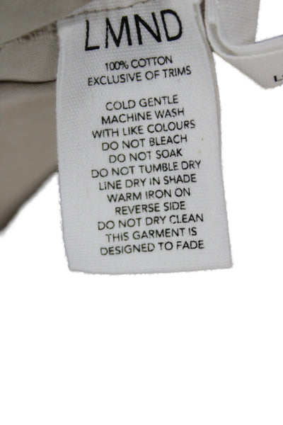 LMND Women Collared Cotton Basic Button-Up Beige Long Sleeve Size M