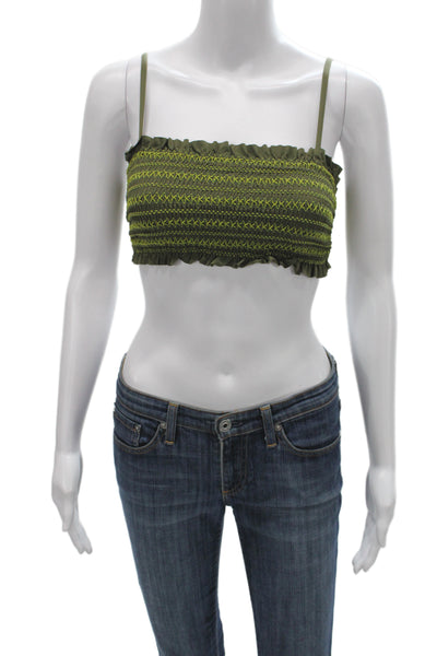 The Great Womens Crop Top Green Nylon Square Neck Spaghetti Strap Size 1