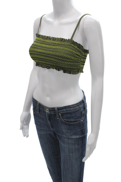 The Great Womens Crop Top Green Nylon Square Neck Spaghetti Strap Size 1