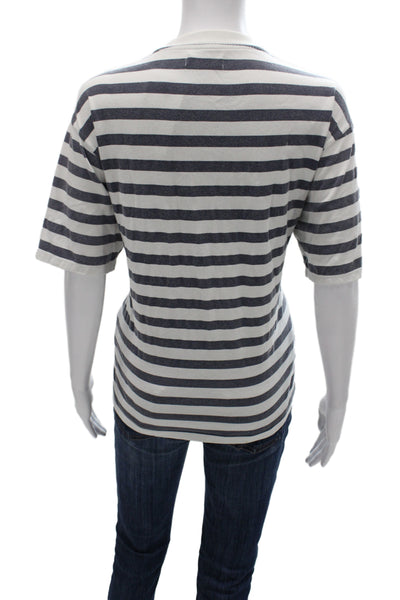 Anine Bing Women White Striped Cotton Basic T-Shirt Short Sleeve Size S