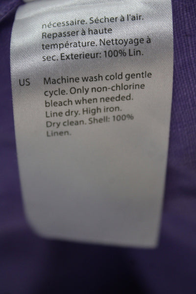 COS Women Shirt Dress Purple Linen Collared Short Sleeve Knee Length Size S