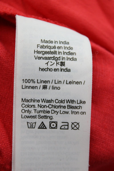 J Crew Womens Red Linen Cropped Pants Drawstring Inseam 30 Size M Tall