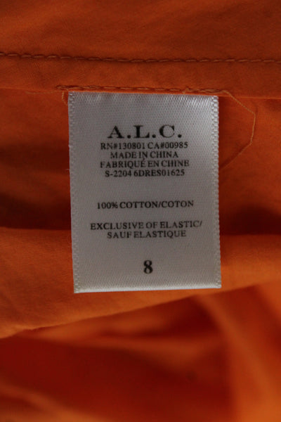 A.L.C. Womens Sundress Orange Cotton V-Neck Sleeveless Mid-Calf Pullover Size 8