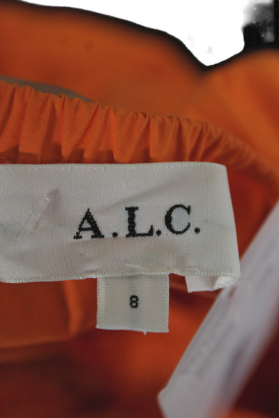 A.L.C. Womens Sundress Orange Cotton V-Neck Sleeveless Mid-Calf Pullover Size 8