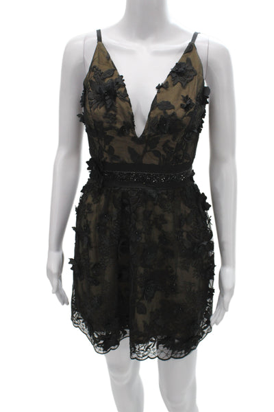 Helsi Womens Floral Black V Neck Sleeveless Romper Zip Polyester Mini Size XS