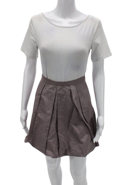 Miu Miu Women Designer Gray Mini Skirt Polyester Zip Size 38