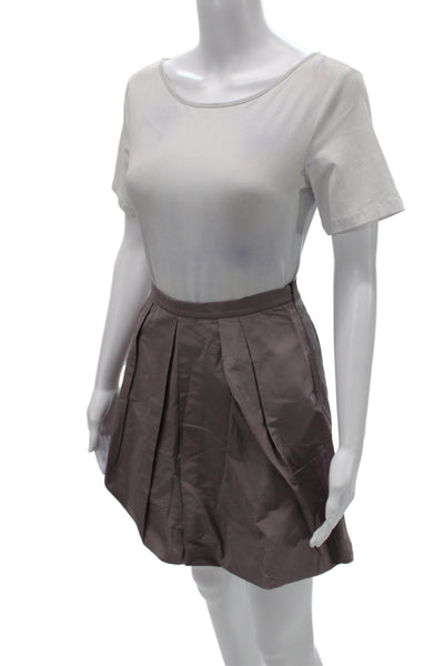 Miu Miu Women Designer Gray Mini Skirt Polyester Zip Size 38