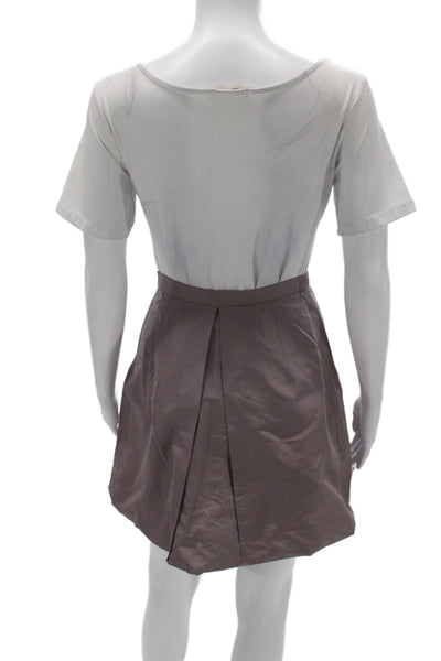 Miu Miu Women Designer Gray Mini Skirt Polyester Zip Size 38