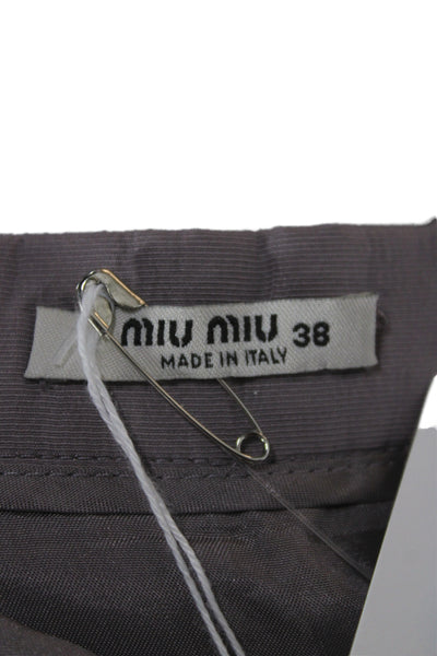 Miu Miu Women Designer Gray Mini Skirt Polyester Zip Size 38