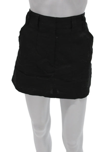 Dissh Women Linen Mini Skirt Black Zip Closure Size 8