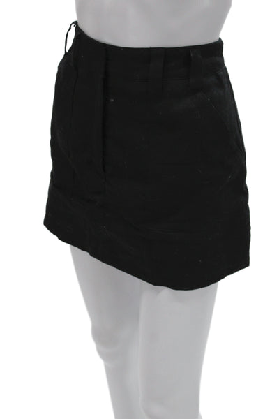 Dissh Women Linen Mini Skirt Black Zip Closure Size 8
