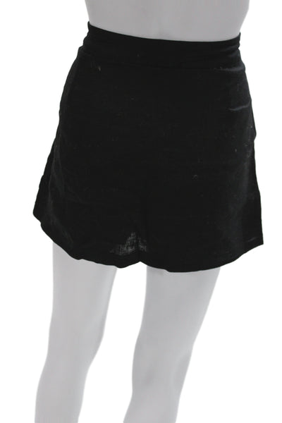 Dissh Women Linen Mini Skirt Black Zip Closure Size 8