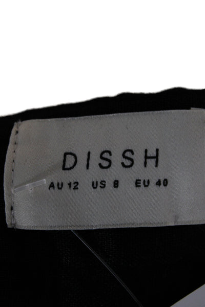 Dissh Women Linen Mini Skirt Black Zip Closure Size 8