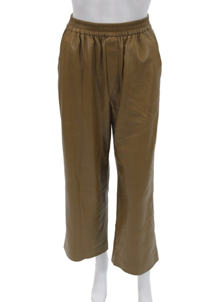 Nanushka Women Cropped Brown Polyester Pants Size S