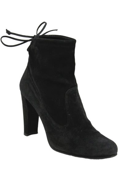 Stuart Weitzman Womens Suede Lace Up Ankle Booties Black Size 7.5 Medium