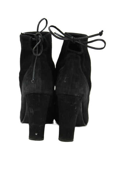 Stuart Weitzman Womens Suede Lace Up Ankle Booties Black Size 7.5 Medium