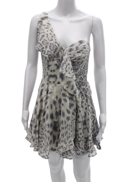 Zimmermann Women Silk One-Shoulder Fit & Flare Leopard Dress Size 3