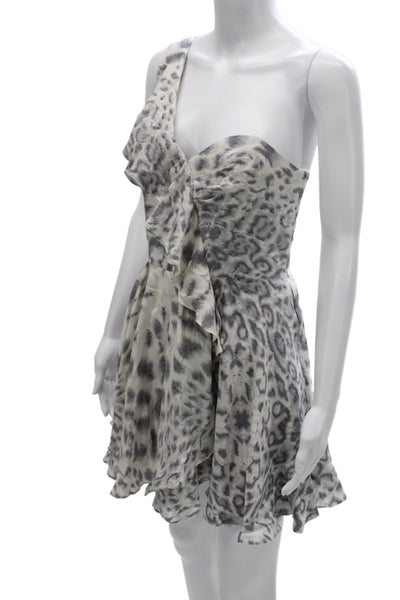 Zimmermann Women Silk One-Shoulder Fit & Flare Leopard Dress Size 3