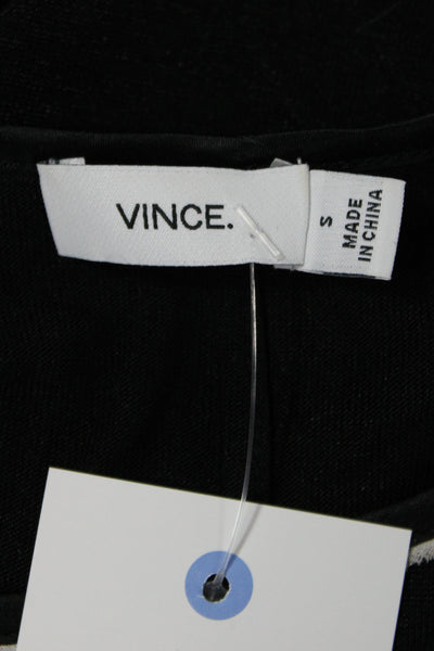 Vince Womens Black Linen Scoop Neck Short Sleeve Basic T Shirt Size S