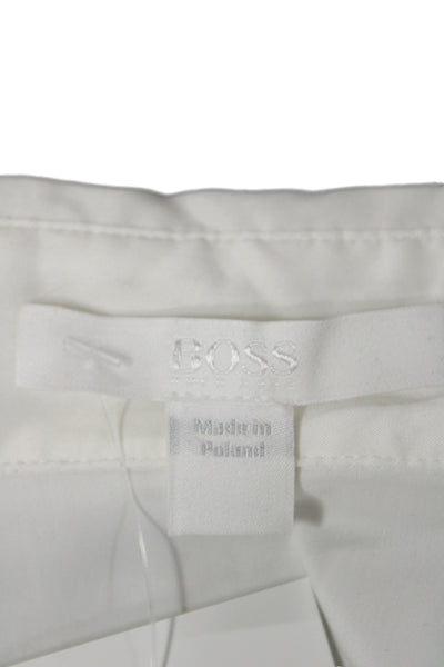 Boss Hugo Boss Women Collared White Cotton Blend Long Sleeve Blouse Size 6